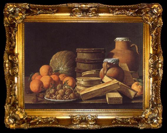 framed  MELeNDEZ, Luis Still life with Oranges and Walnuts, ta009-2